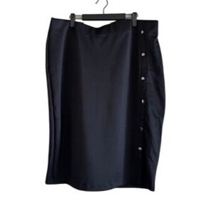 Bold Elements Black Side Button Midi Pencil Skirt Plus Size 1X New With Tags